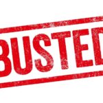 Red Busted stamp on white background