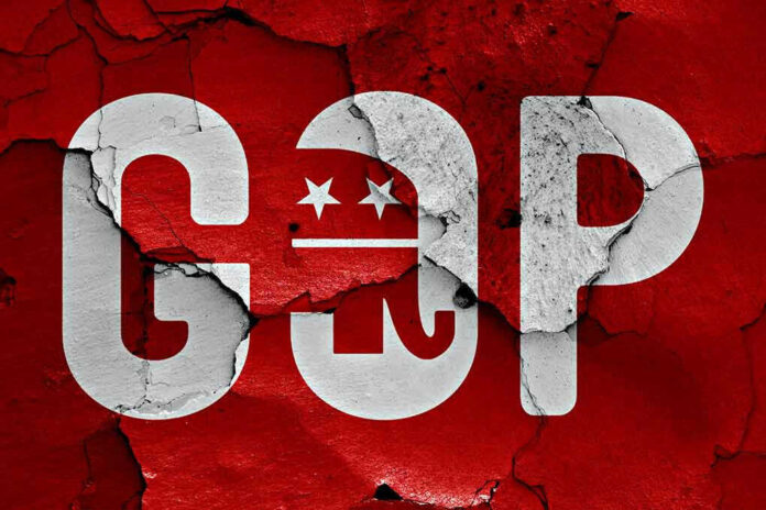371190080 Cracked GOP logo on a red background