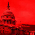 Huge Dispute SHUTS DOWN Congress United States Capitol building under red-tinted sky