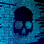 SHOCKING Phone Surveillance Targets Kids Daily Skull silhouette in blue computer code background