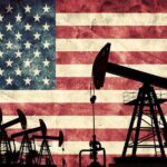 Trump’s Drilling Blitz — Libs FURIOUS Silhouettes of oil pumps in front of a distressed American flag