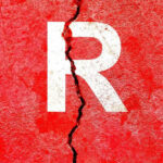GOP BETRAYAL Blindsides Speaker Johnson Cracked red wall with white letter R.