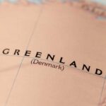NATO Troops Land in Greenland Close-up of a map showing Greenland labeled as Denmark
