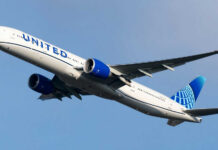 Airplane flying in clear blue sky daytime