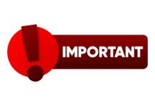 A red exclamation mark inside a circular shape with the word 'IMPORTANT' in bold white letters