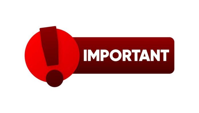 A red exclamation mark inside a circular shape with the word 'IMPORTANT' in bold white letters
