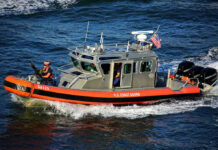 U.S. Coast Guard boat on the water.
