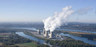 Aerial view of Three Mile Island