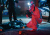 VIDEO: Pizza Crust Traps Serial Killing Monster Forensic investigator examines crime scene at night.
