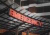Scalding Coffee Bombs Burn Consumers Illuminated emergency sign at a hospital entrance