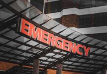 Scalding Coffee Bombs Burn Consumers Illuminated emergency sign at a hospital entrance
