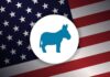 Shock Swing: Democrats Surging Nationally Blue donkey symbol on a background of the American flag