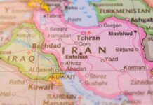 War Creeps Gulfwide — Bases Hit Again Map highlighting Iran and surrounding countries in the Middle East