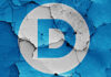 Democrats Revolt — Nominee on the Brink Democratic Party logo on a cracked, peeling surface.