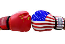 FBI YANKS China Hacker Toolbox Boxing gloves representing China and the USA facing each other