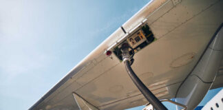 Fueling an airplane at the airport