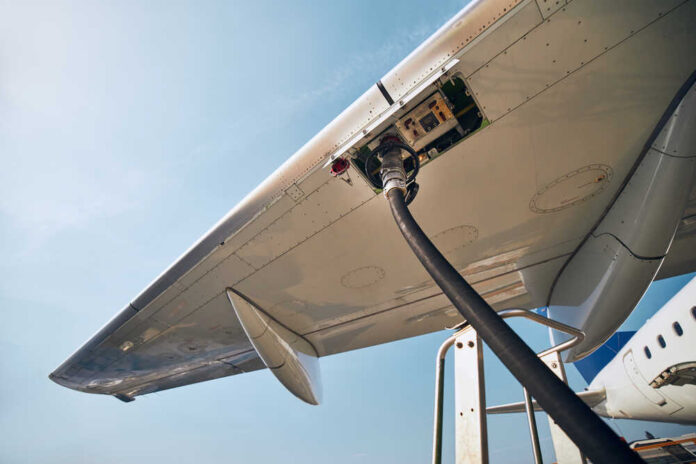 Fueling an airplane at the airport