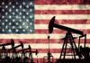 Trump Claims Mind-Blowing Oil Coup Silhouettes of oil pumps in front of a distressed American flag