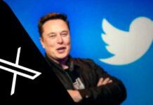 Elon Musk with the Twitter logo.