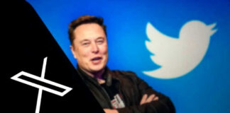 Elon Musk with the Twitter logo.