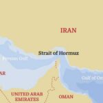 NOW: Hormuz Flashpoint Sends Oil Soaring Again Map showing the Strait of Hormuz and surrounding countries