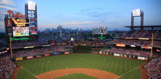 Baseball game at Citizens Bank Park, Philadelphia Phillies stadium.