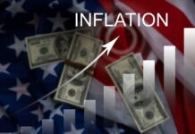 Hot CPI Has Cornered The Fed This Week? Graph indicating inflation with dollar bills on an American flag background