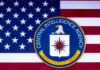 CIA Sparks Mind-Control Buzz CIA emblem over United States flag background.