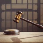 Five Bullets. Three Cams. One Lawsuit. judge's gavel hovering above sound block in front of jail bars
