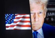 Trump Targets Allies – Energy Map Flips Donald Trump face beside a display of the American flag